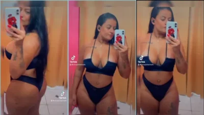 Erica Pinheiro filming with panties and bra