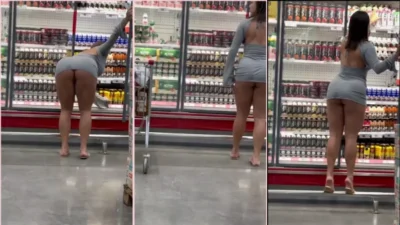 Dessinha Wife in the grocery store in a provocative short dress