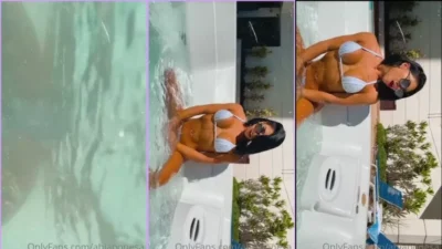 Recorded the Ahjapona in intimate clothes in the pool