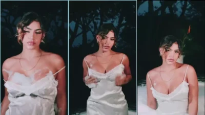 Sexy Pussy Blonde Laura Vanegas White Dress