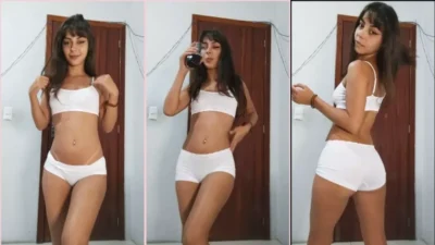 Vicky Harper in the room dancing and short shorts