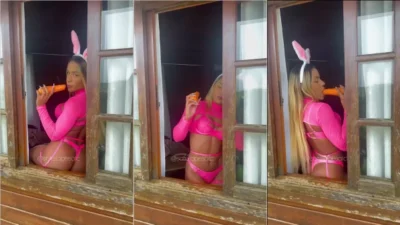 Sofia Lopes de Coelhinha eating a carrot