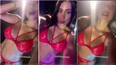 Angela Grajales Busty Beautiful Red Lingerie Brunette