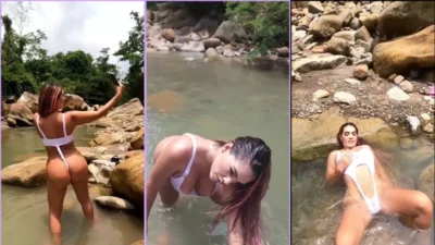 Hot video Elena Bayona showing off on the lake
