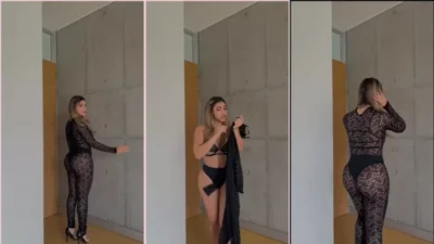 Laura Vanegas wearing transparent clothes