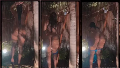 Majovergarag completely naked taking a shower